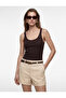 High Waist Mini Shorts with Belt Detail and Pockets - 2