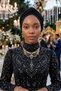 Glittery Pique Cross-Strapped Lined Black Ready-Made Turban Hijab Bonnet Suitable for Medical Use Evening Dress - 8