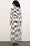 1525 Women's Long Knitted Polka Dot Dress - Stone - 6