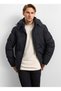 Black Relaxed Fit Puffer Coat