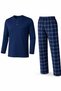 Men's Transitional Long Sleeve 3-Button Plaid Bottom Pajama Set 16652 - 6