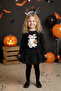 Black Cute Ghost Printed Long Sleeve Halloween Girls' T-Shirt