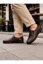 Men's Brown Orthopedic Dad Comfortable Inside and Outside H Genuine Leather Laceless Shoes Vdz03002 - 2