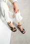 Brown Women's Sandals Gold Buckled Bodrum Style Sandals Ergonomic Comfortable Style - 3