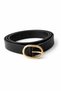 Black Faux Leather Belt with Gold Oval Buckle – Minimalist Stylish Casual & Classic Belt - 2