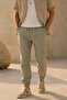 Men's Light Khaki Jogger Pants Relaxed Fit Cotton Elasticated Cuffs Drawstring