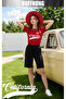 Unisex Casual Short Sleeve Set with Califormia Hoffning Print Outdoor Spring/Summer Full Shorts