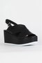 Black Leather Women's Wedge Heeled Sandals 01Wa5600 - 2