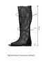 Black Mesh-Leather Women's Flat Boots 30Wc371 - 3