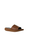 Tan Dark Leather Women's Wedge Heeled Slippers 01Wy1000 - 2