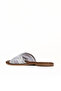 Silver Shiny Leather Women's Flat Slippers 01We3600 - 4