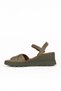 Khaki Leather Women's Wedge Heeled Sandals 01We5201 - 3
