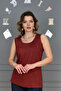 Women's Tile U-Neck Thick Strap Lycra Cotton Viscose Combed Cotton Blouse. - 2