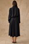 Scarf Collar Shirt Skirt Modal Double Set Black 9460-Tk - 8