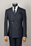 Exclusive striped double-breasted suit navy blue - 2