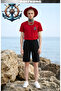 Unisex Casual Short Sleeve Set with Anchor Print Outdoor Spring/Summer Full Shorts