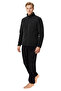 Men's Full Zipper Winter Top and Bottom Fleece Tracksuit Set Black