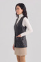 Evita Genuine Leather Women's Black Buttoned Vest - 2