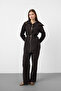 Dark Brown Women's Premium Suit with Flowing Cotton Texture and Layered Detail with Waist Belt - 4