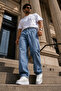 High Quality High Waist Loose Fit Pleated Jeans - C354-Light-Blue - 6