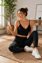 Women's Strappy V-Neck Embellished Ribbed Knit Cropped 6437 - 6