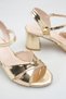 Gold Cross-Strapped Thick-Heeled Women's Sandals – Stylish Comfortable Casual Summer Shoes - 3