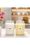 Set of 2 Wooden Ball Lid Glass Flour Salt Storage Jars 800 ml with Label Gift - 3