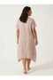 Plus Size Linen Dress Asymmetrical Striped Patchwork Tile - 7