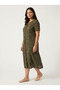 Women's Plus Size Pocket Shirt Dress Viscose Khaki Buttoned Midi - 4