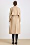 Casual Half Lined Trench Coat with Epaulet and Cape Detail Kamel 6844 - 7