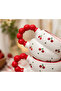 2-Piece Bead Handle Pattern Cherry Patterned Custom Embossed Handmade Ceramic Mug - 2