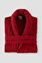 Burgundy Striped Bathrobe 100% Certified Cotton Shawl Collar Unisex Bathrobe / Dressing Gown 340 Gr/M2 - 8