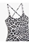 Leopard Patterned Swimsuit with Thin Straps and Tie Detail - 8