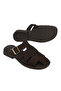 , Women's Genuine Leather Slippers 1611061Z7001 Brown - 5