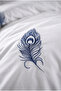 9 Piece Diamond Velvet Bed Runner Covered Penna Double Blue Embroidered Cotton Duvet Cover Set - 4