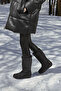 Women's Black Zippered Rubber Sole Comfort Snow Boots - 3