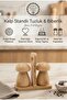 Natural Bamboo Heart Stand Modern Cork Design Wooden Salt and Pepper Shaker Presentation Set Decor Salt Shaker - 3