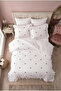 Aurelia 100% Cotton Ruffled, Bow Pattern Embroidered 6 Piece Premium Double Duvet Cover Set - 3