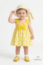 Baby Girl Floral Print Sling Dress and Hat Set Cotton Summer Daisy Print Bow Baby Dress - 3