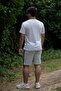 Men's gray and white cotton loungewear set - soft textured shorts & top - 23eest0171 - 8