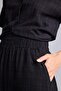Wide Leg Three-Pocket High Waist Linen Look Standard Length Black Trousers A9129Ax25Sm - 5