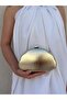 Women's Gold Metallic Oyster Model Evening Dress Bag - 5