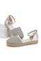 Women's Stoned Straw Espadrille Sandals with Ankle Strap Ballerinas - 8
