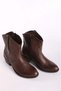 Women's Genuine Leather Zippered Thick Heeled Cowboy Boots Brown - 2