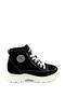Women's Rubber Lace-Up Fur Lined Thick Sole Sports Boots Black - 4
