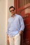 Slim Fit Long Sleeve 100% Linen Breathable Fabric Men's Shirt with Gift Box Fs-004170 - Cobalt Blue - 3