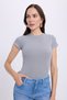 Women's Slim Fit Narrow Cut Crew Neck Viscose Fabric Ultra Soft Gray T-Shirt Blouse - 5
