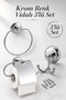 Metal Sturdy Apparatus Screw Sink Bathroom WC Cloth Towel Fork Hanger Toilet Paper Holder Chrome Set of 3