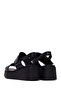 Women's Black Strappy Wedge Heeled Leather Comfort Sandals 26Sfd342218 - 6