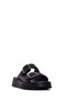 Women's Black Double Buckle Thick Sole Leather Comfort Slippers 26Sfd341818 - 7